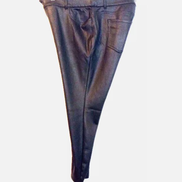Lane Bryant Women's Faux Leather Jeans Sz 18 Stretch Black High Rise Ankle Pant - Picture 9 of 13